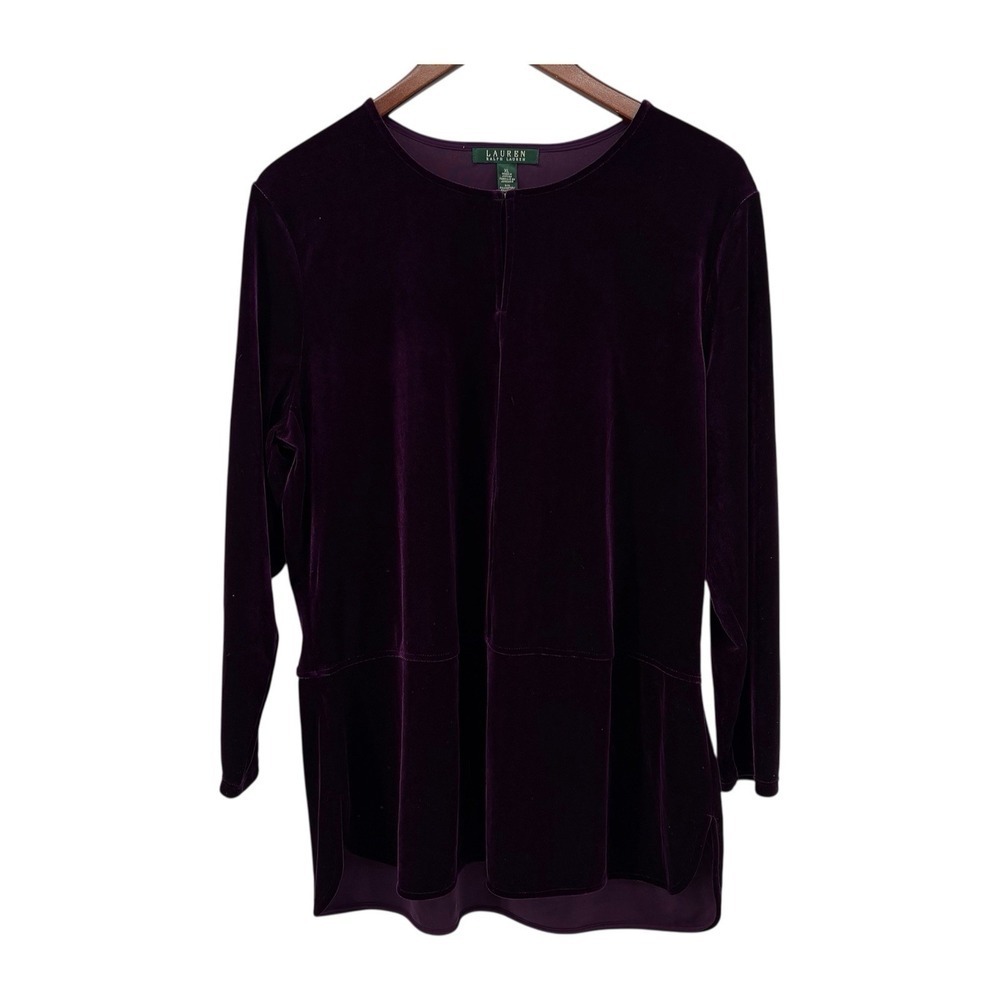 Lauren Ralph Lauren Velvet Long Sleeve Top XL